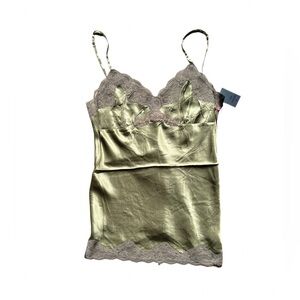 Gold Hawk Phantom Green Silk Lace Camisole Size M